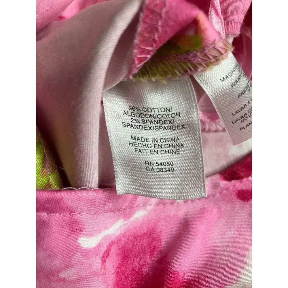 Anne Klein Watercolor Floral Sheath Dress Size 10 - Pink Cotton Stretch - Picture 9 of 9